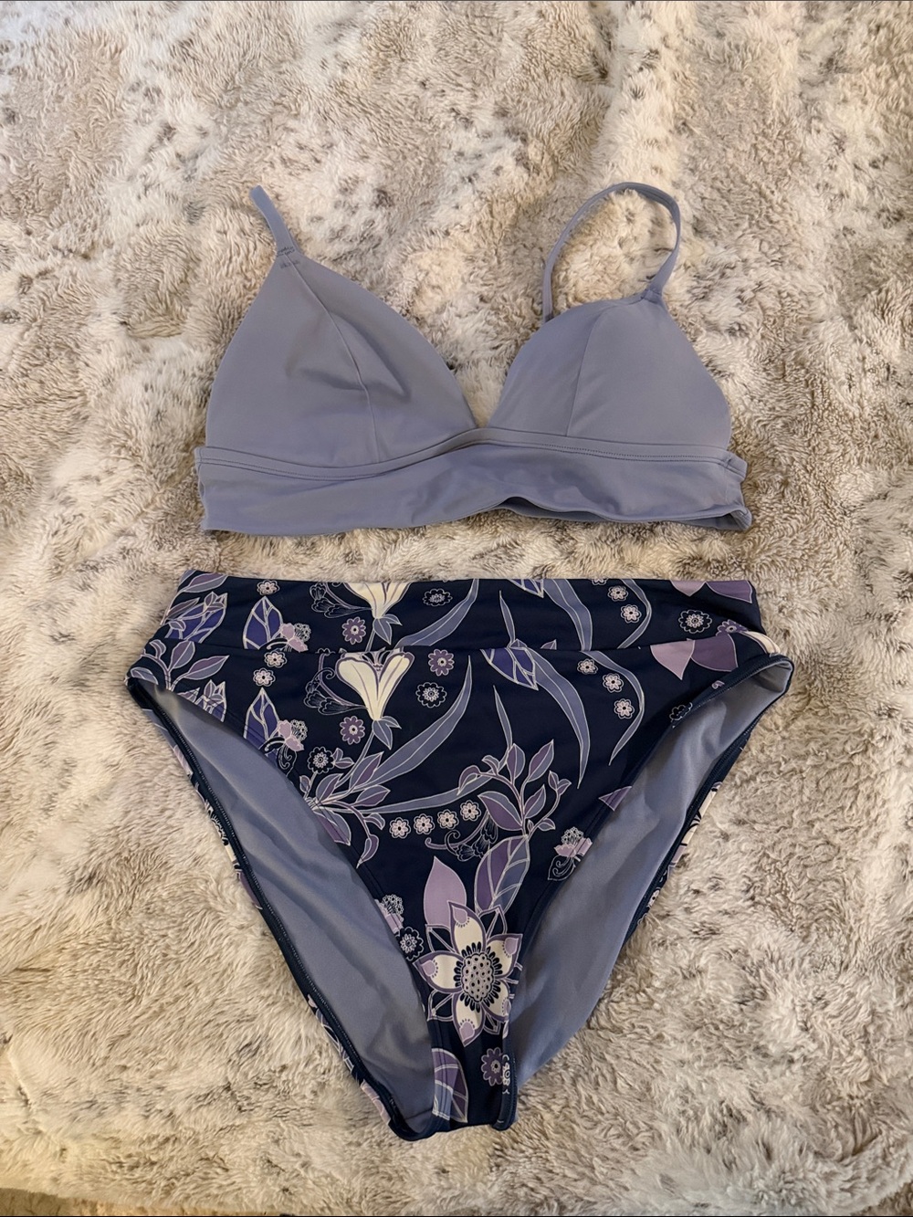 Adore Me Lavender Bralette Bikini Top with Floral High-Waist Bottom